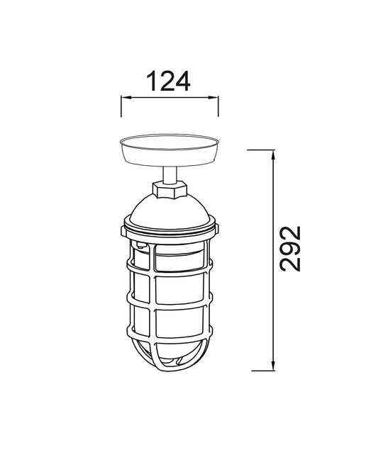 Wall/Ceiling S/M ES Cylinder Matt White Alum & Glass IP44 W/Cage