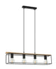 Pendant ESx4 Rect Natural WoOD & Black Hardware Iron L 800 mm