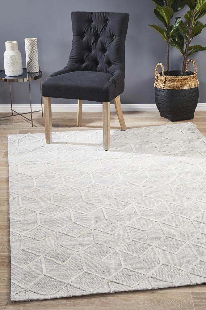 Vonda Winter Grey Brush Modern Rug