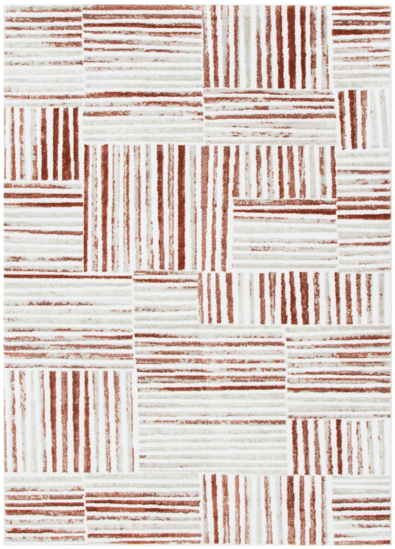 Werner Geometric Lines Rust Rug