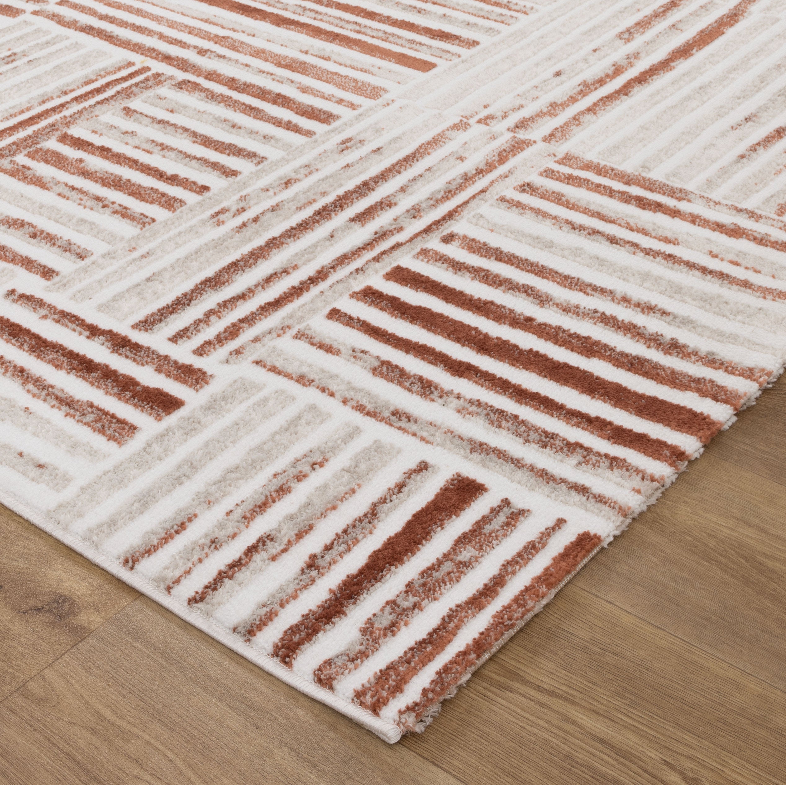 Werner Geometric Lines Rust Rug