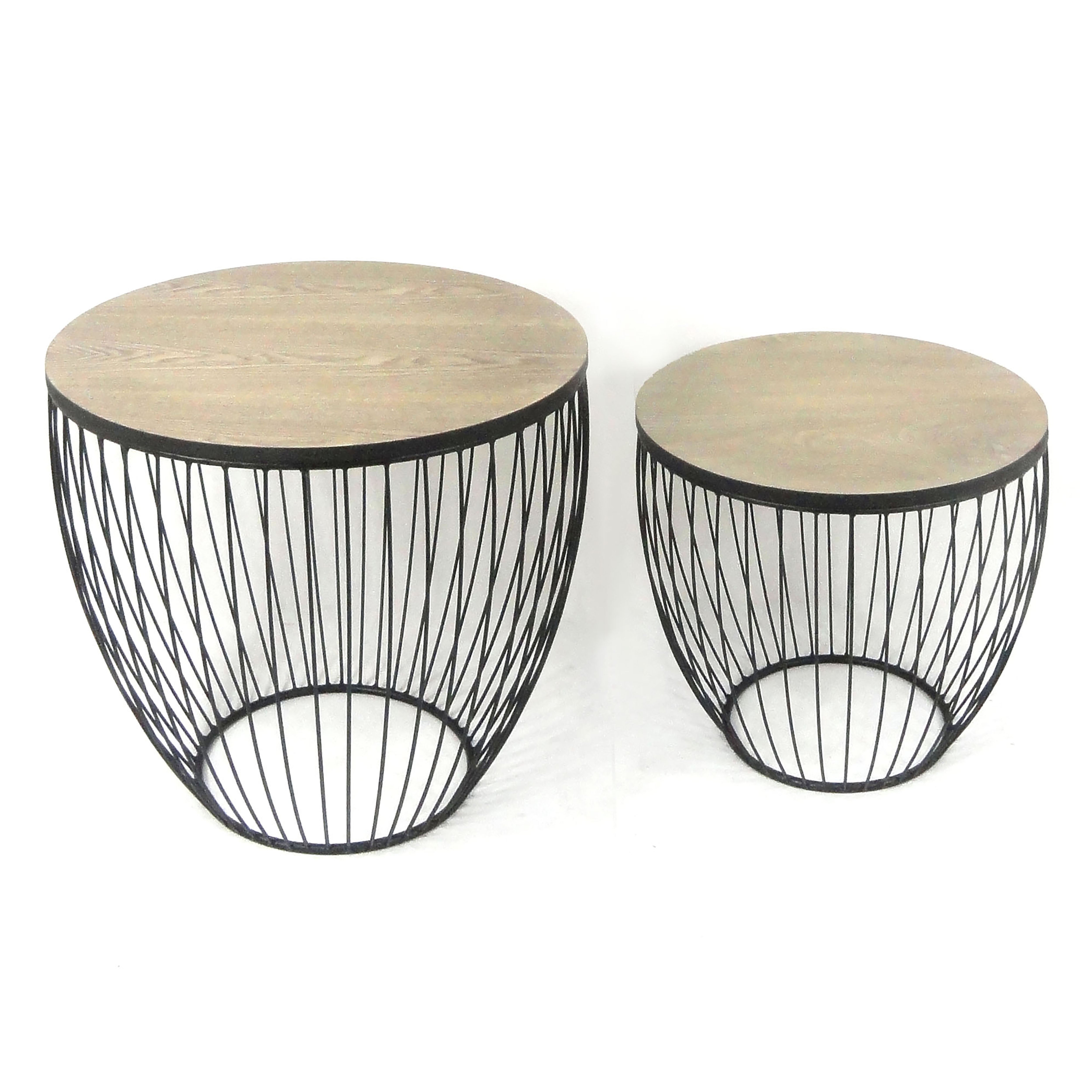 MDF Sidetables 55&45cm - Black (Set of 2)