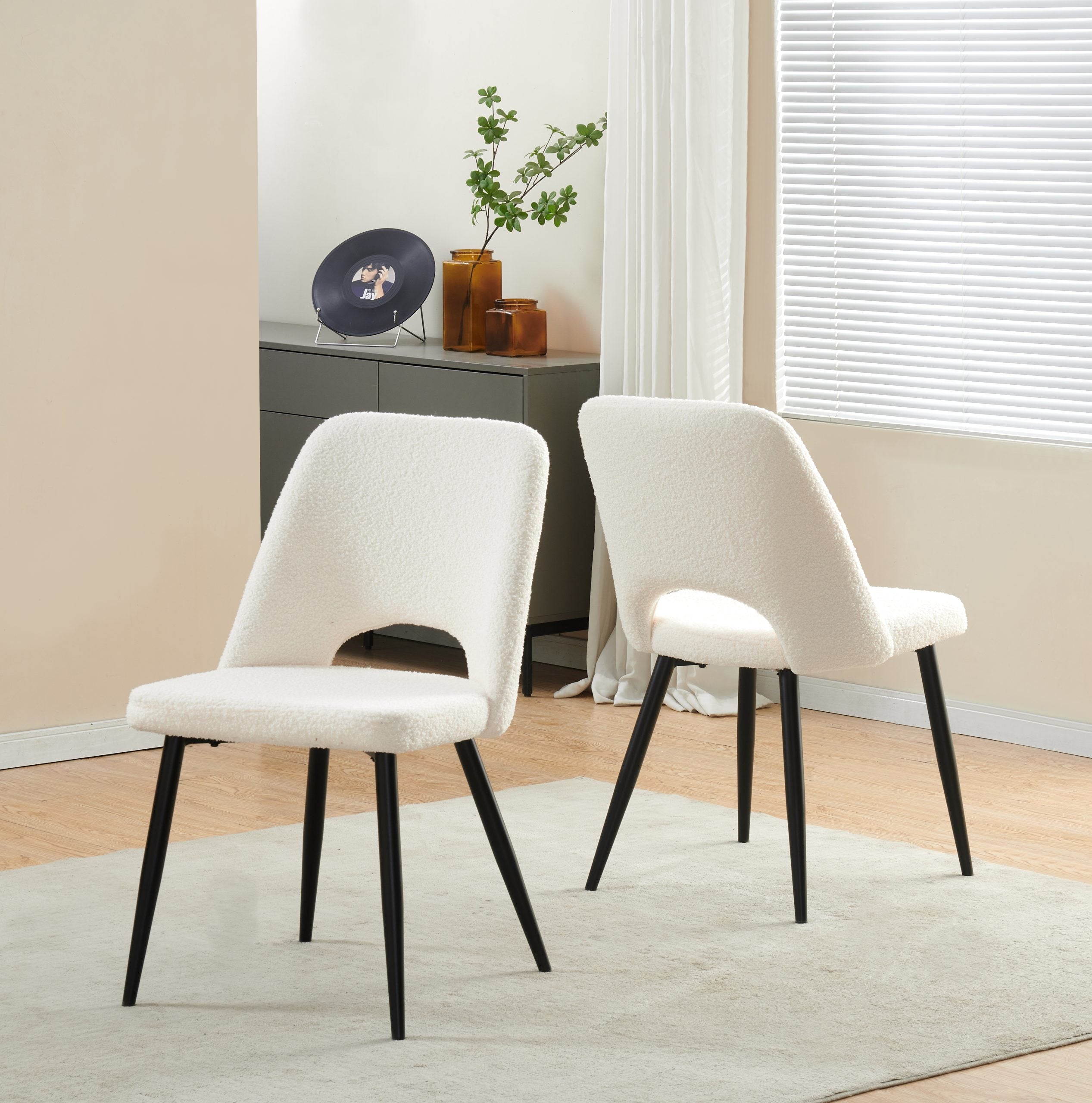 Zad Dining Chair - White Boucle Fabric (Set of 4)