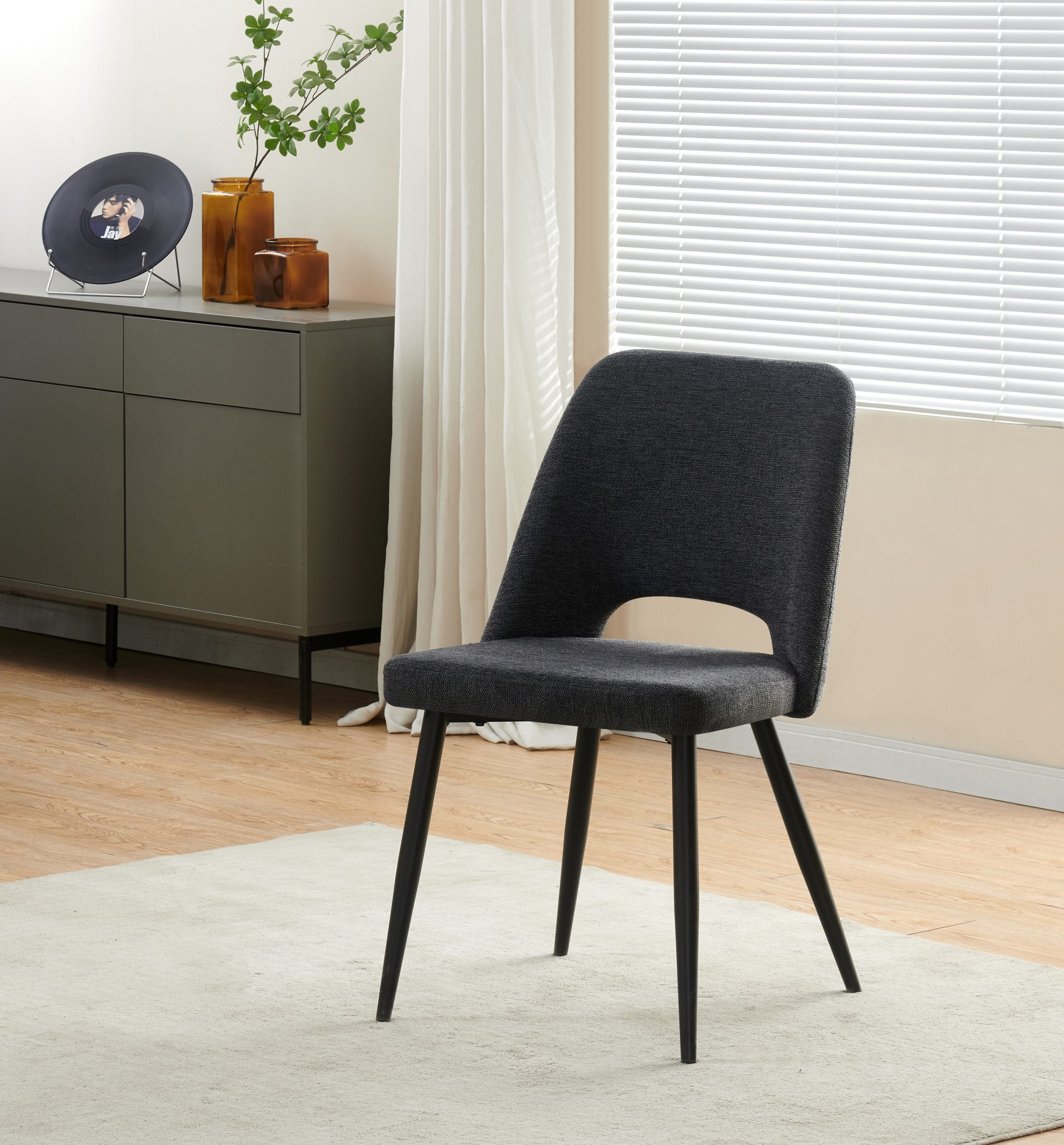 Zad Dining Chair - Charcoal Fabric (Set of 4)