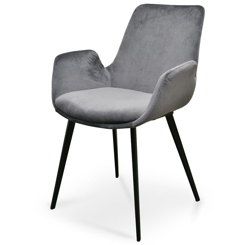 Alice Dining Chair - Dark Grey Velvet (Set of 2)
