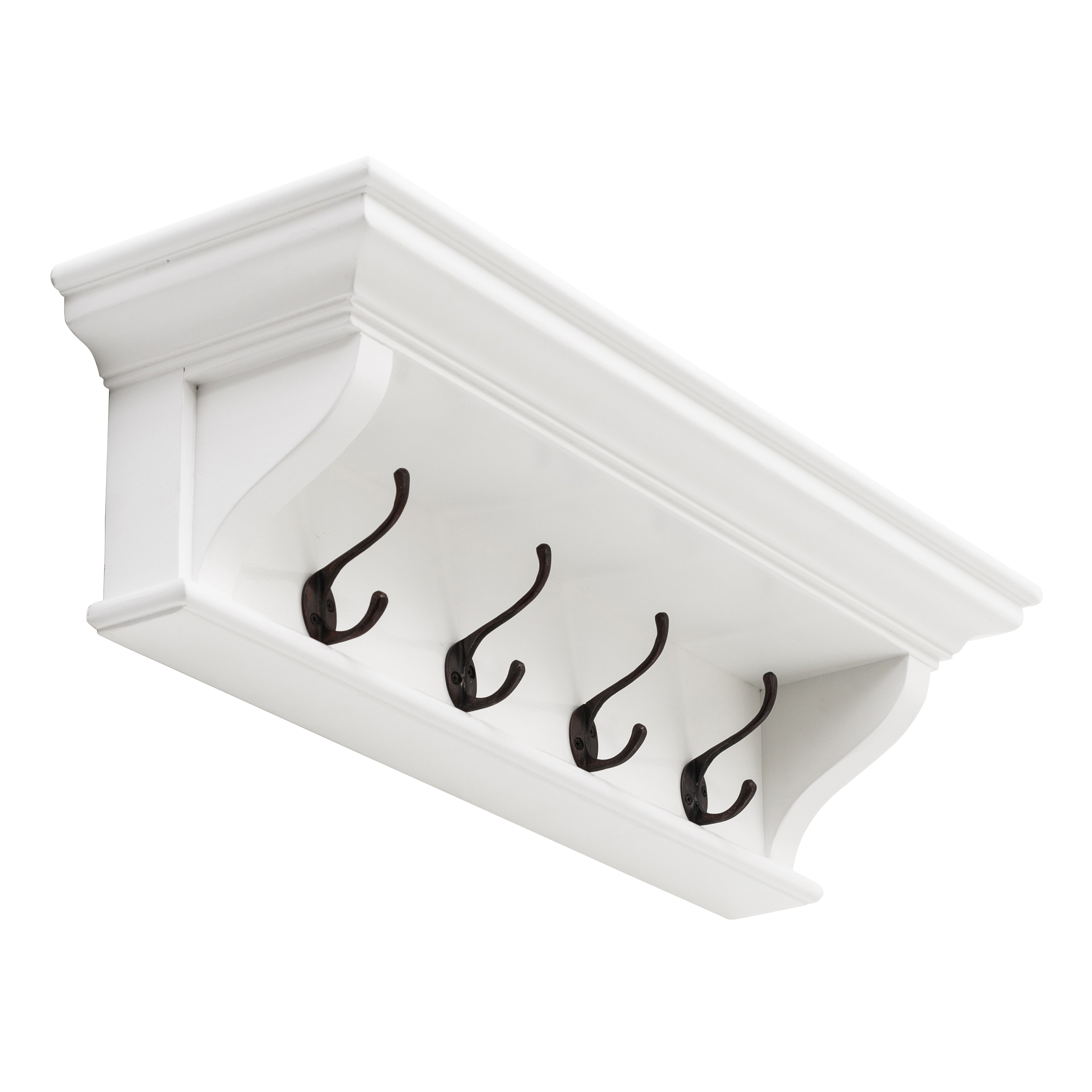 Halifax Mahogany 4 Hook Coat Rack 70cm - White