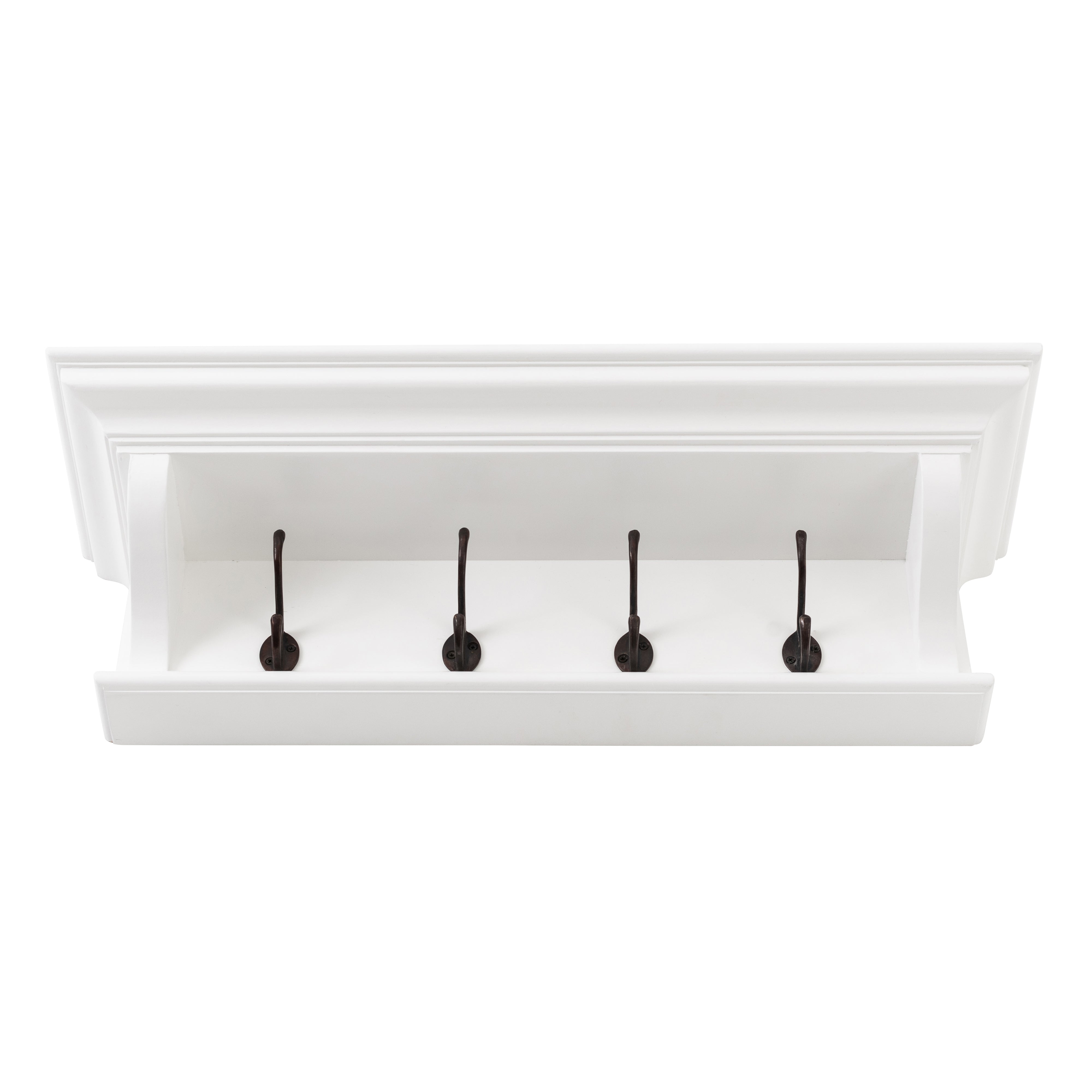 Halifax Mahogany 4 Hook Coat Rack 70cm - White