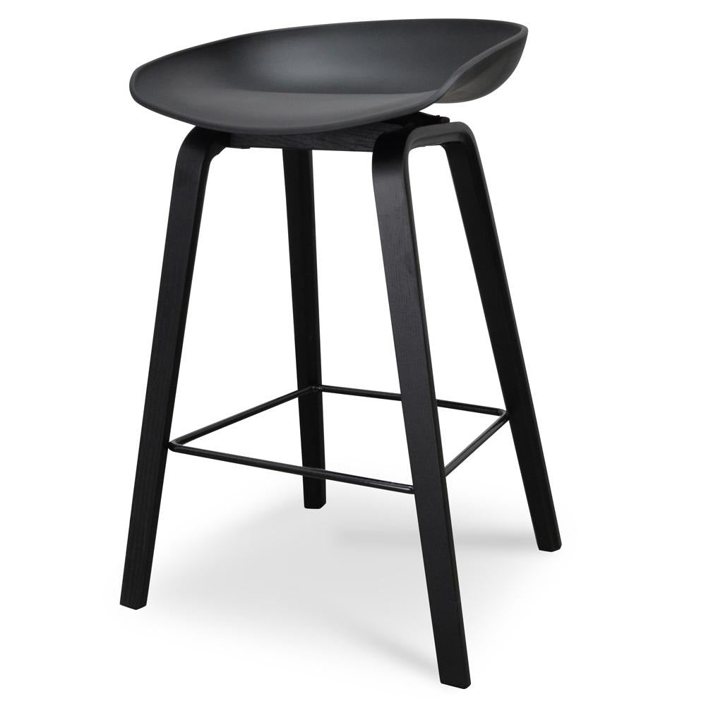 Rachel 65cm Bar Stool - Black Plastic Seat - Black Frame