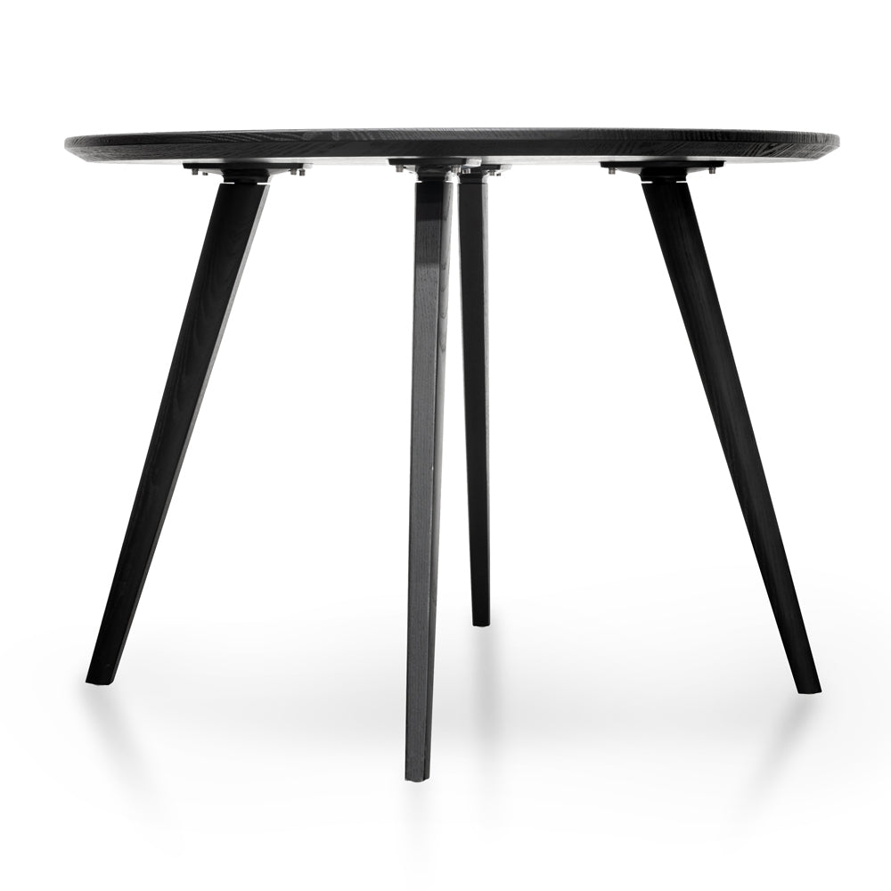 Halo 100cm Round Table - Black Veneer Top - Black Legs