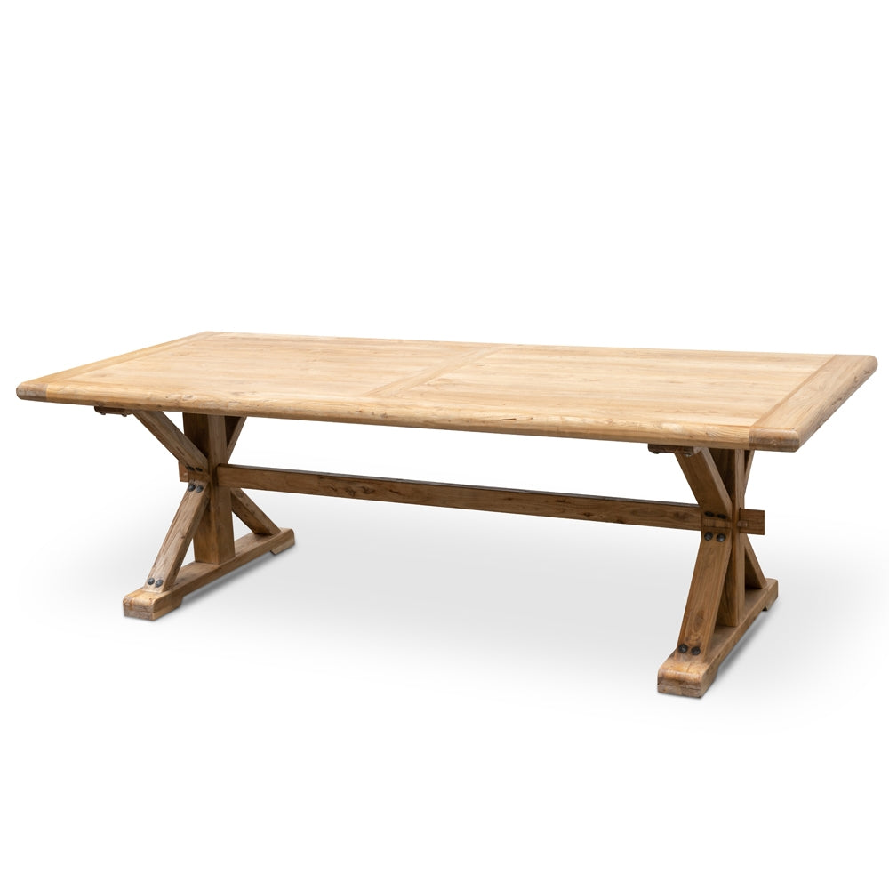 Winston 3m Reclaimed Elm Wood Dining Table – Rustic Natural