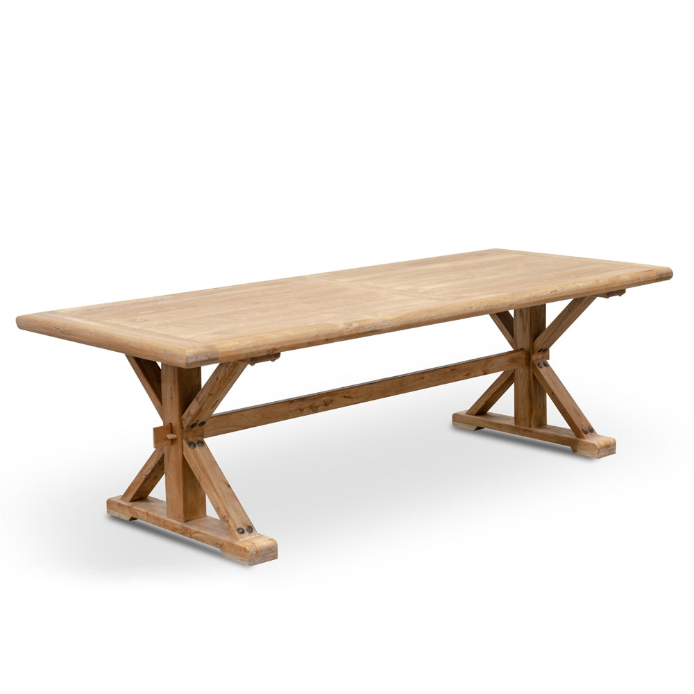 Winston 2.4m Reclaimed Elm Wood Dining Table – Rustic Natural