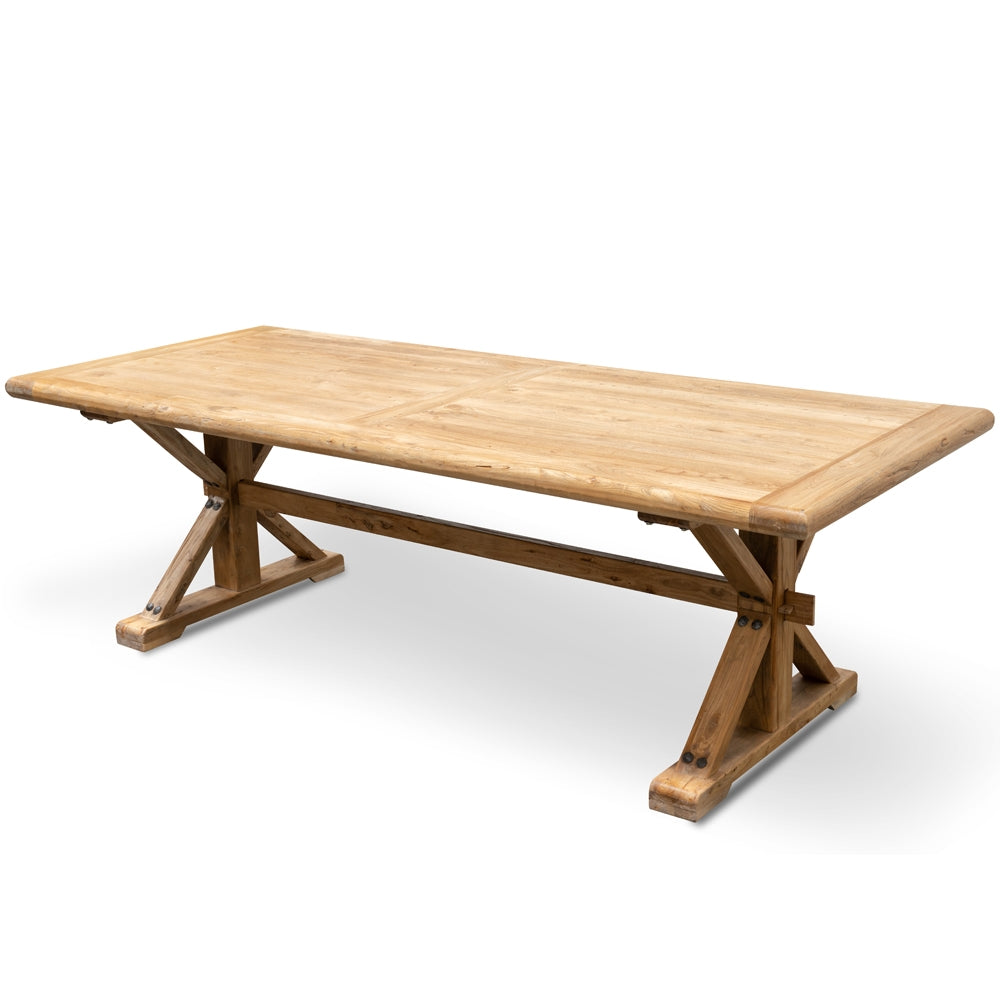 Winston 3m Reclaimed Elm Wood Dining Table – Rustic Natural