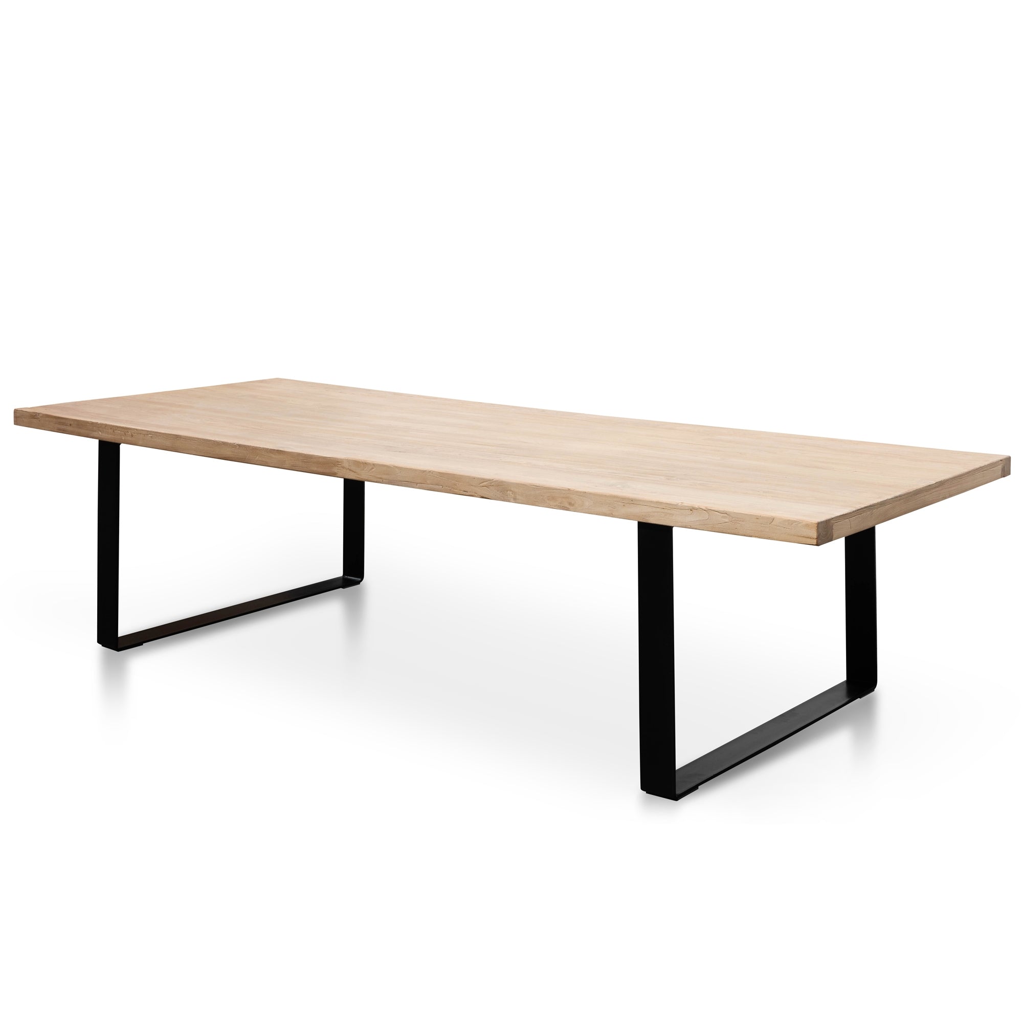 Dalton Reclaimed Elm Wood Dining Table 3m - Rustic Natural - Thick Top
