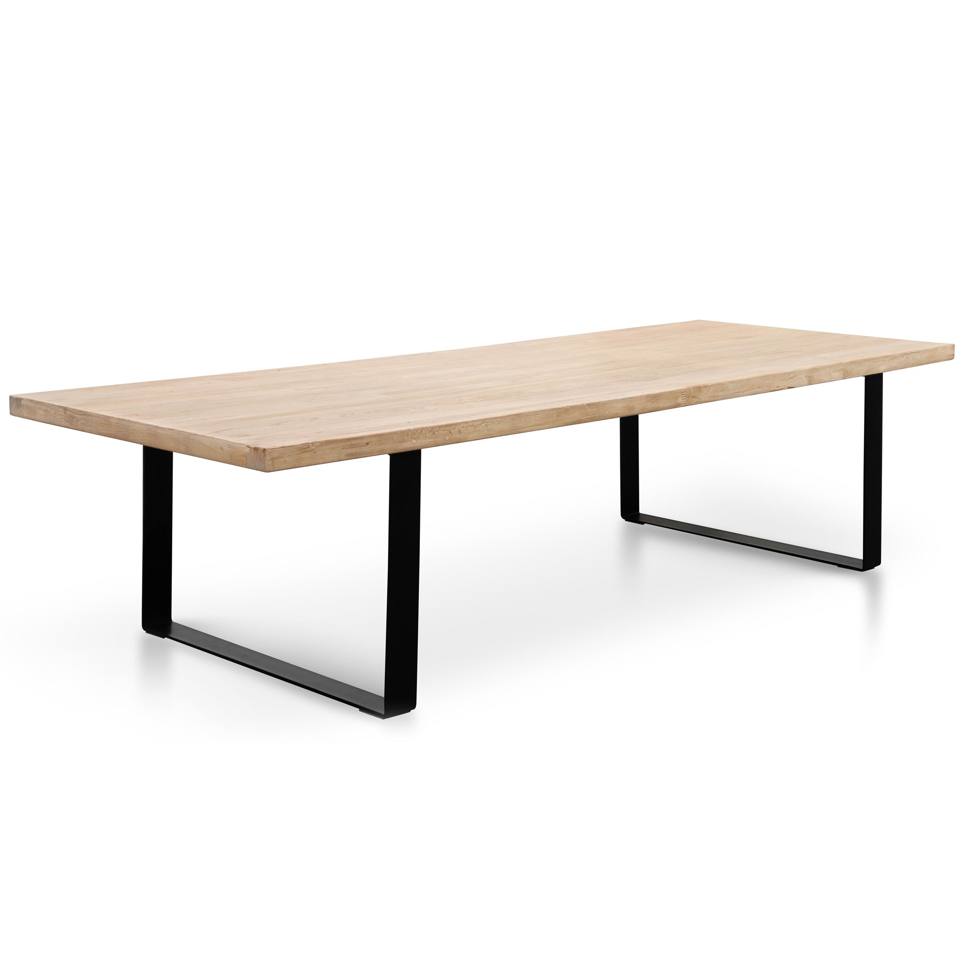 Dalton Reclaimed Elm Wood Dining Table 3m - Rustic Natural - Thick Top
