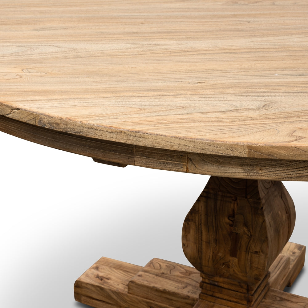 Gene Reclaimed Round Dining Table 140cm With Upgraded Top - Rustic Natural