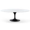 Tulip 2m White Marble Oval Dining Table - Black Base