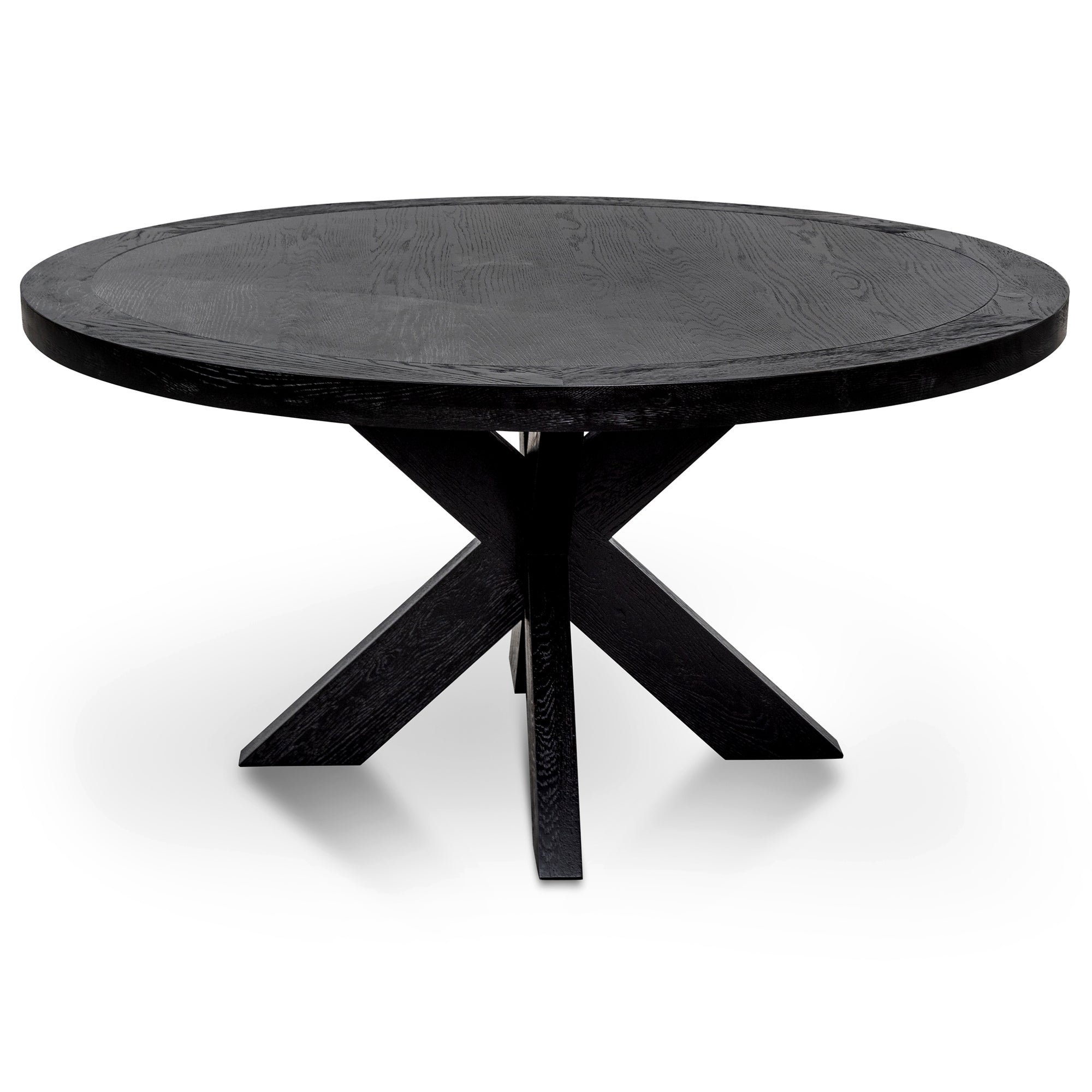 Darrel 1.5m Round Wooden Dining Table - Full Black