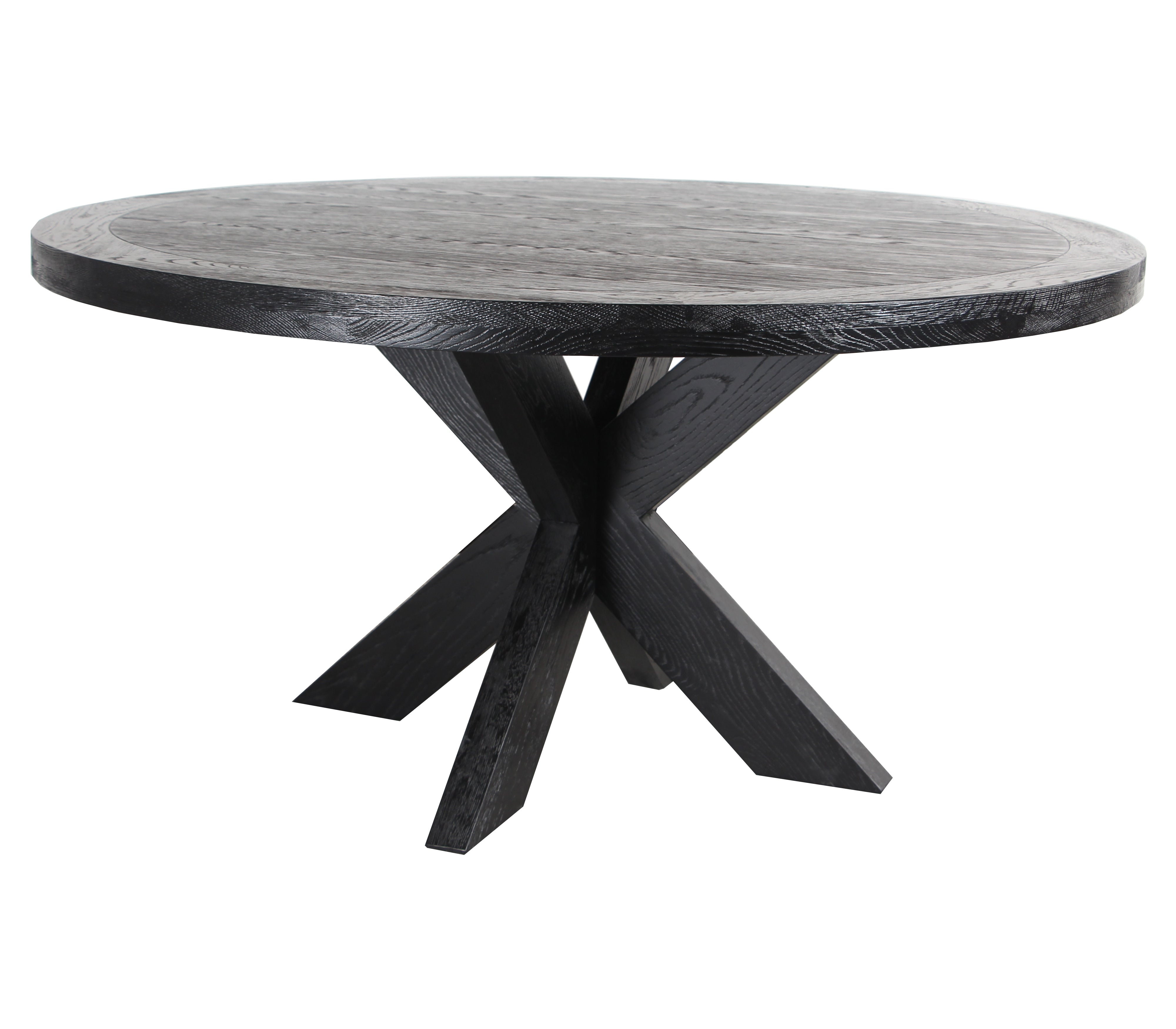 Darrel 1.5m Round Wooden Dining Table - Full Black