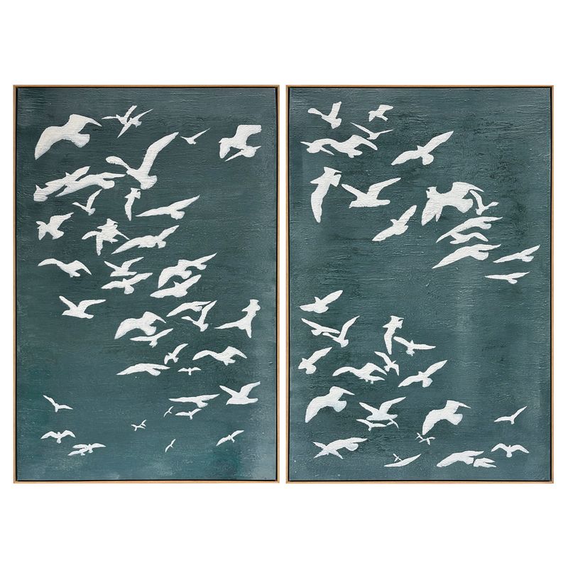 Migration Oil on Canvas Painting - Green (Set of 2)