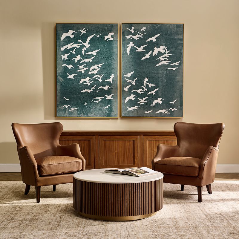 Migration Oil on Canvas Painting - Green (Set of 2)