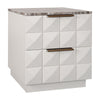 Benedict White Oak Bedside Table - River Brown Marble