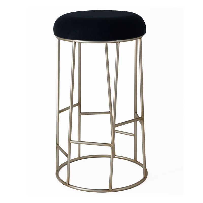 Aiden Gold Steel Bar Stool - Black Linen