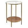 Chloe Glass and Timber Side Table - Gold