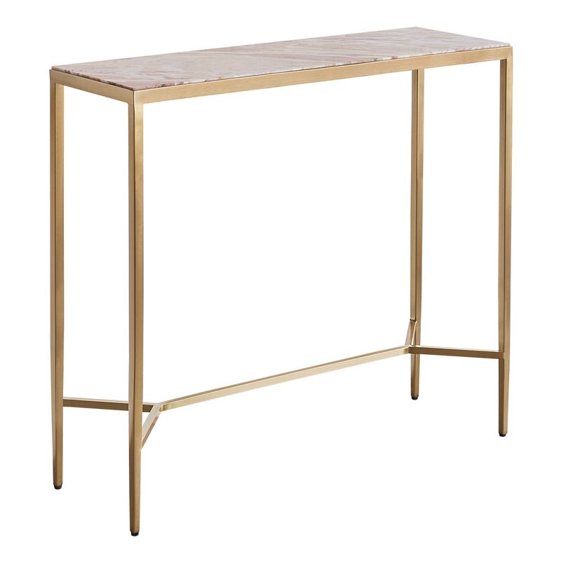 Chloe Pink Marble Console Table - Small Gold