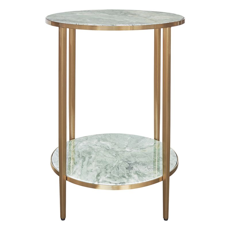 Chloe Dusty Jade Marble Side Table - Gold