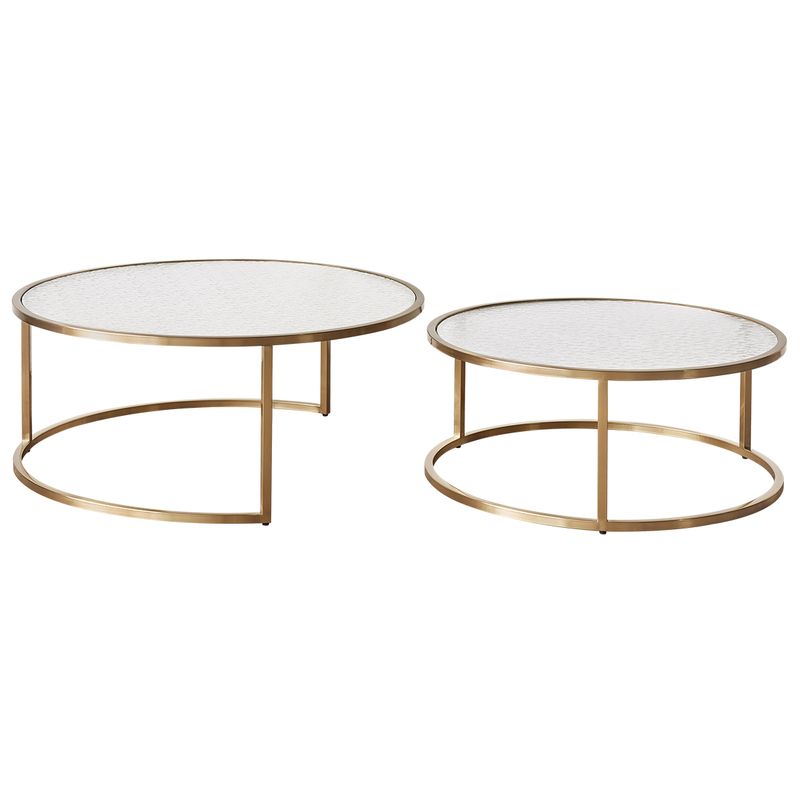 Chloe Rippled Glass Nesting Coffee Table - Gold