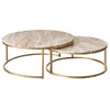 Chloe Pink Marble Nesting Coffee Table - Gold