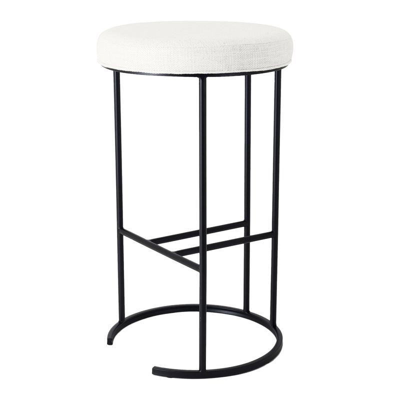 Blackley Black Iron Bar Stool - Natural Linen