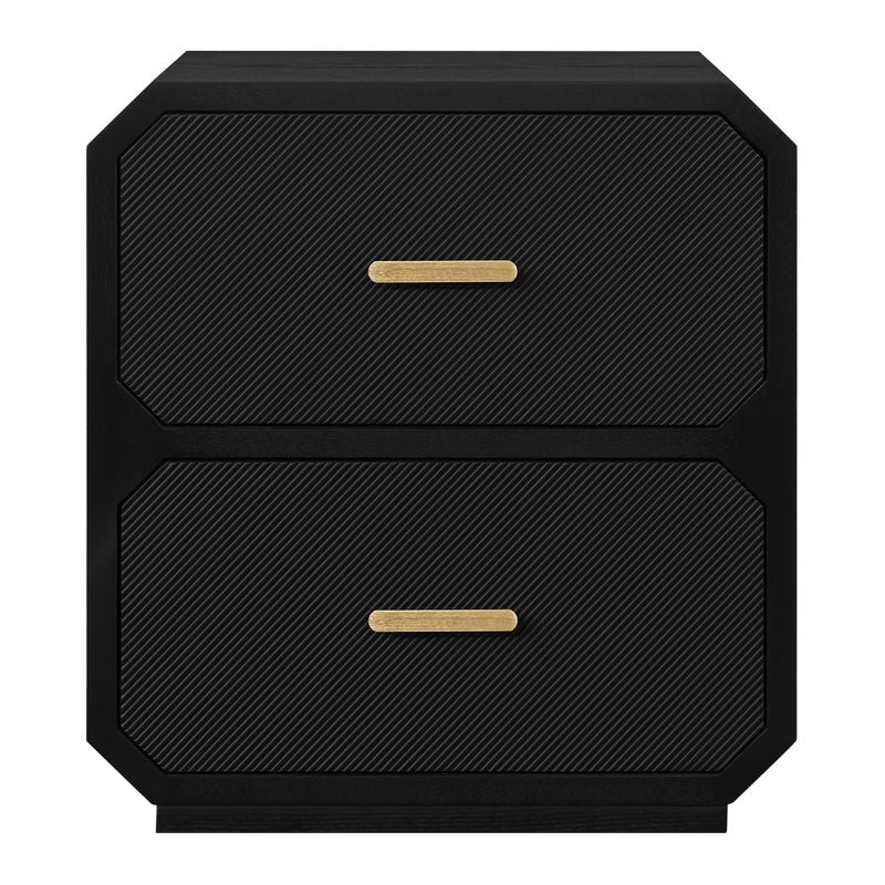 Anderson 2 Drawer Bedside Table - Black