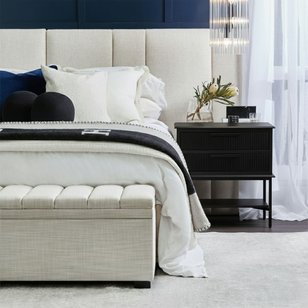 Aimee Bedside Large Table - All Black