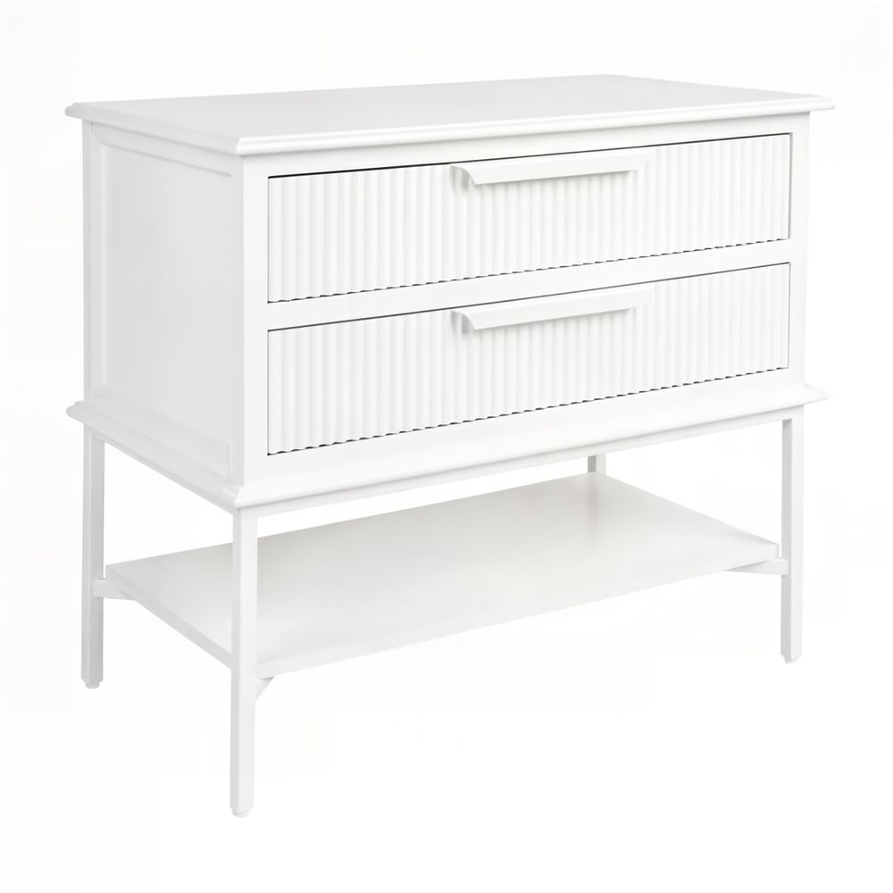 Aimee Bedside Large Table - All White