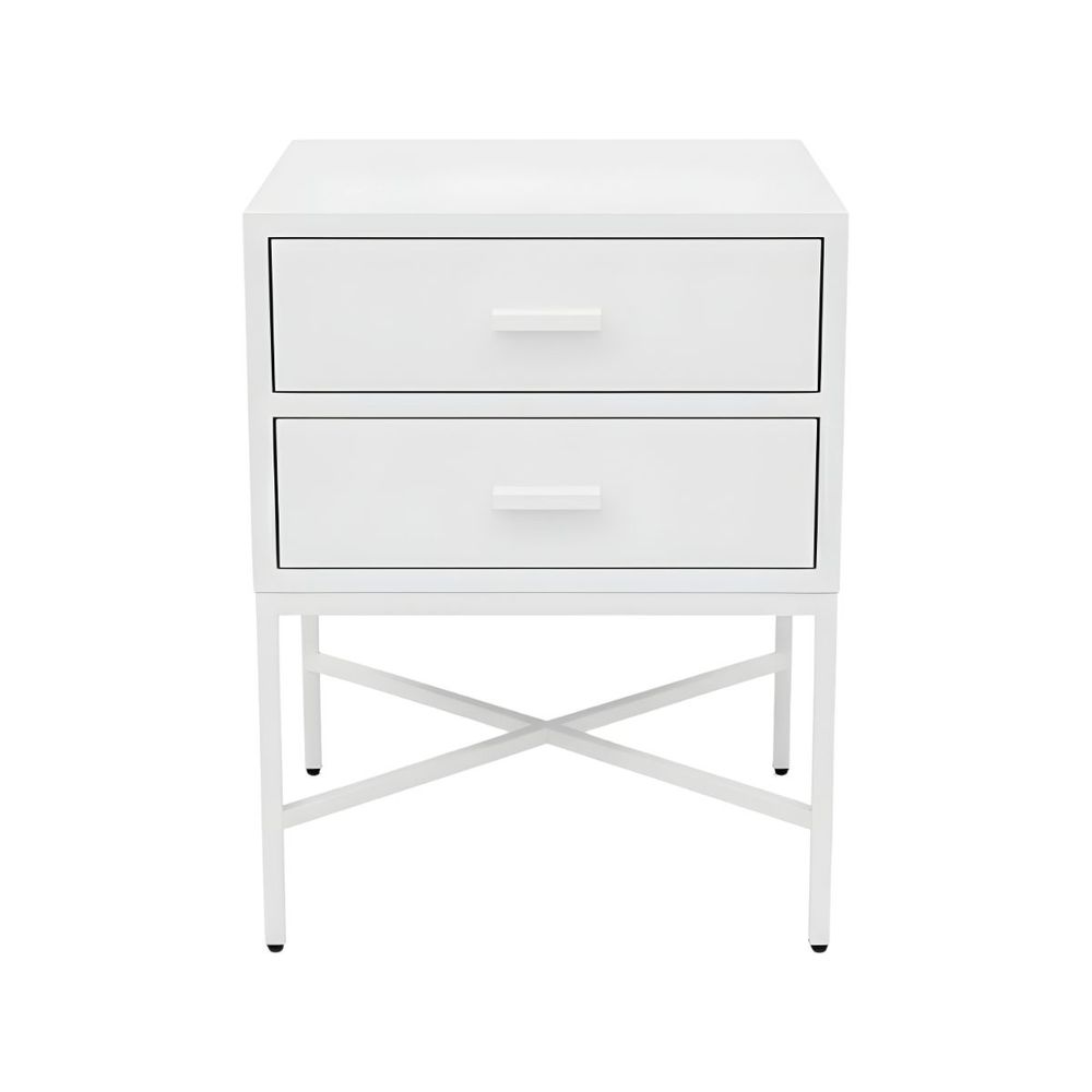 Nessa 2 Drawer Bedside Table - All White