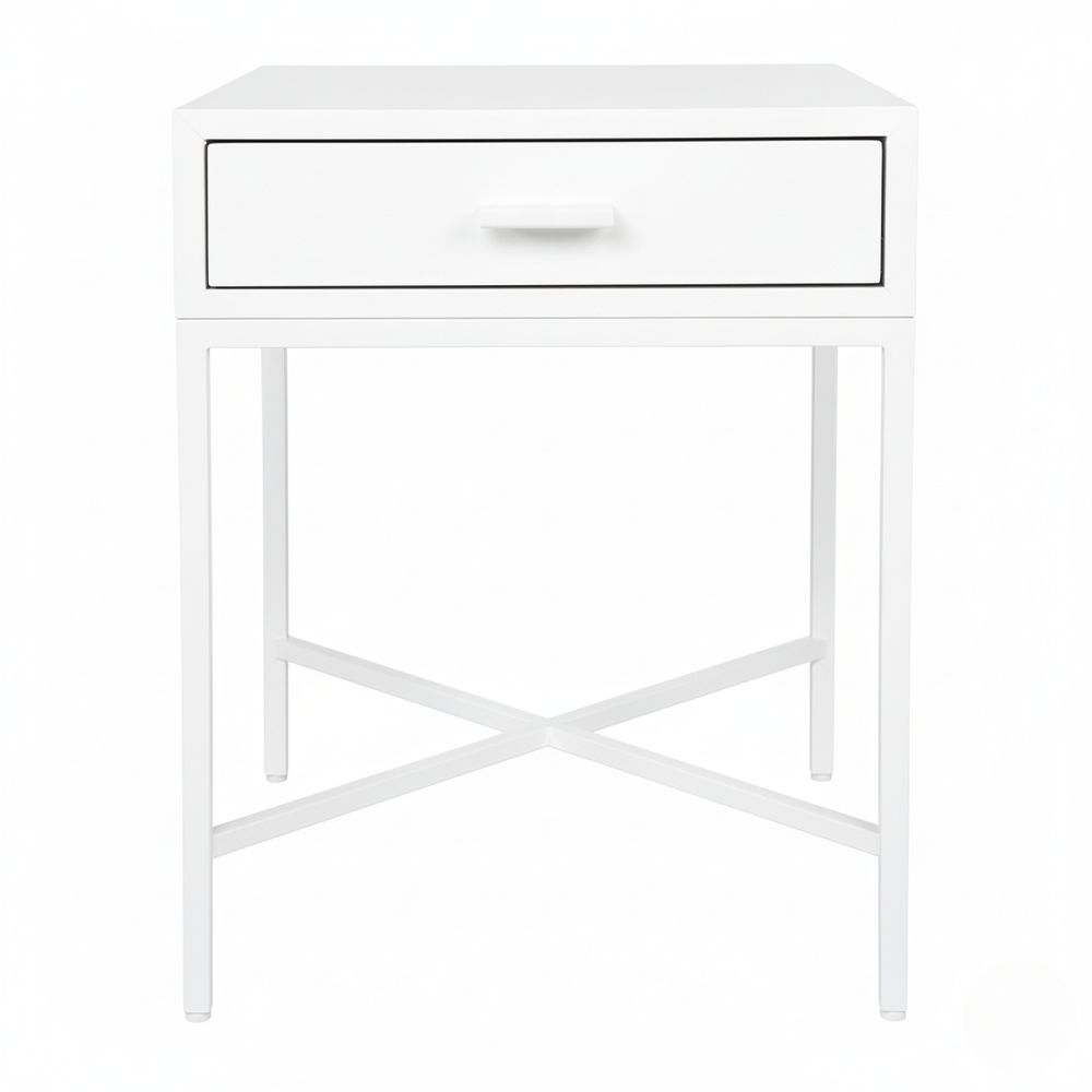 Nessa 1 Drawer Bedside Table - All White
