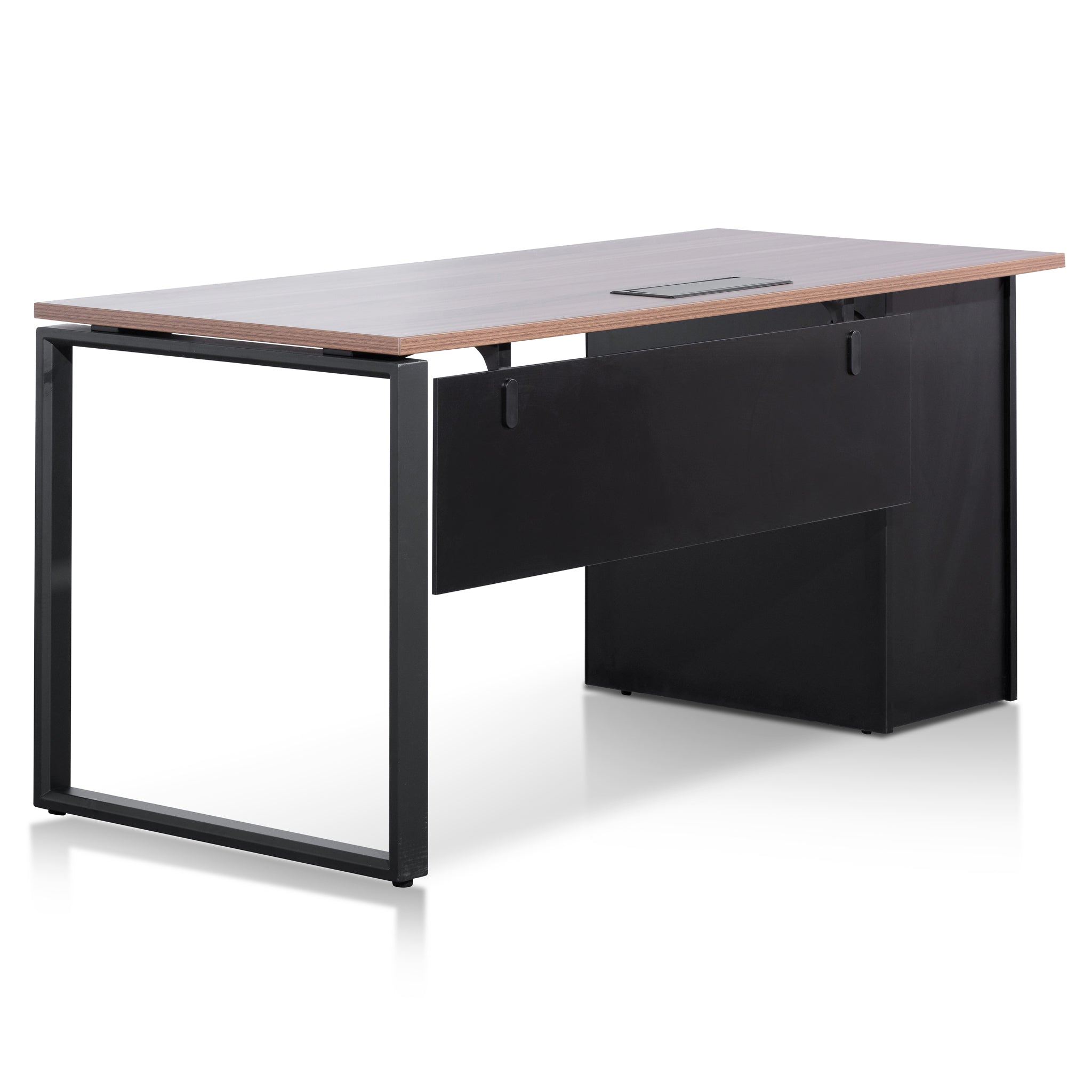 Halo 1.6m Single Seater Walnut Office Desk - Black Legs