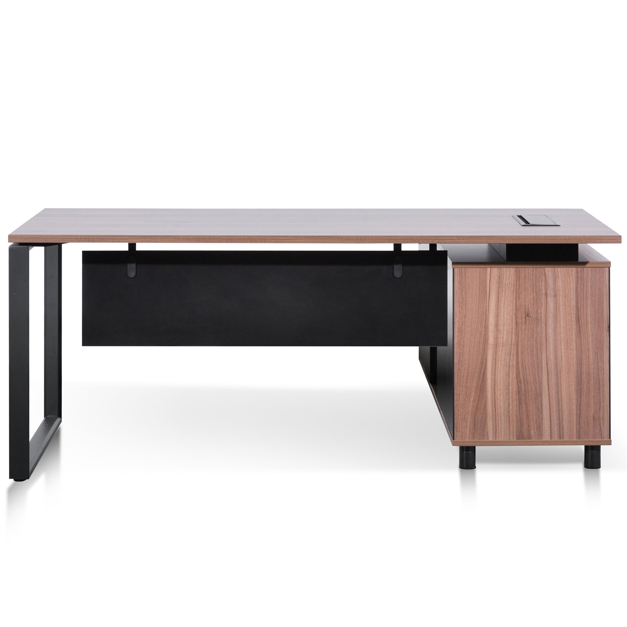 Halo 1.8m Executive Desk Left Return with Black Legs - Walnut