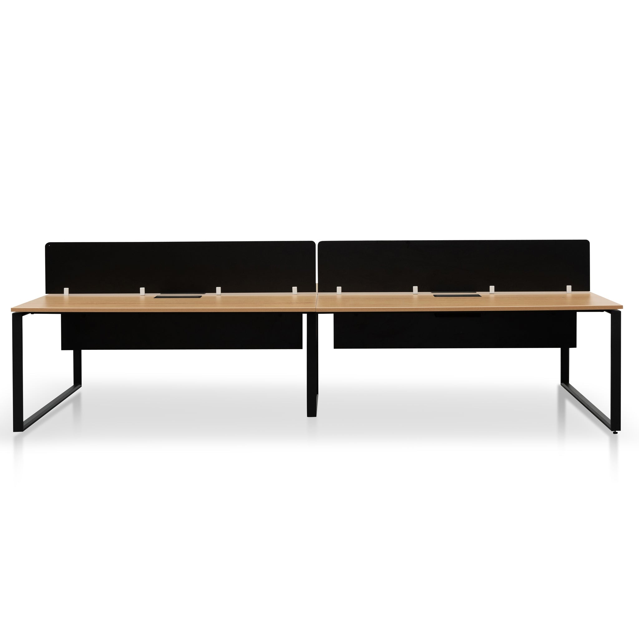 Halo 4 Seater Workstation with Black Screen - Natural Top - Black Base