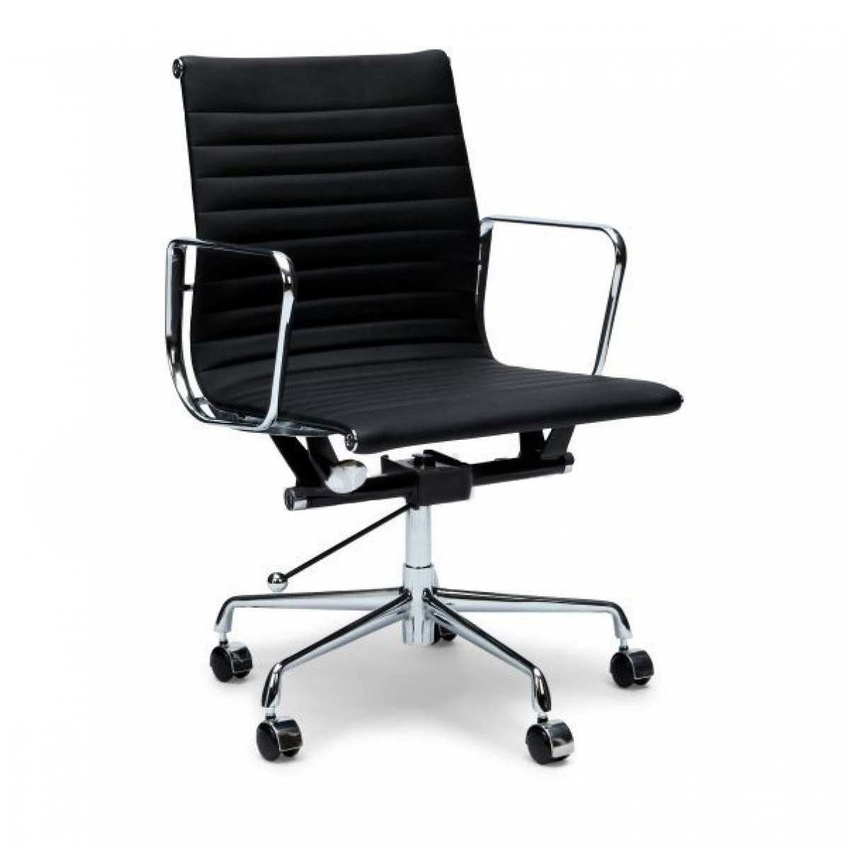 Floyd Leather Low Back Office Chair - Black