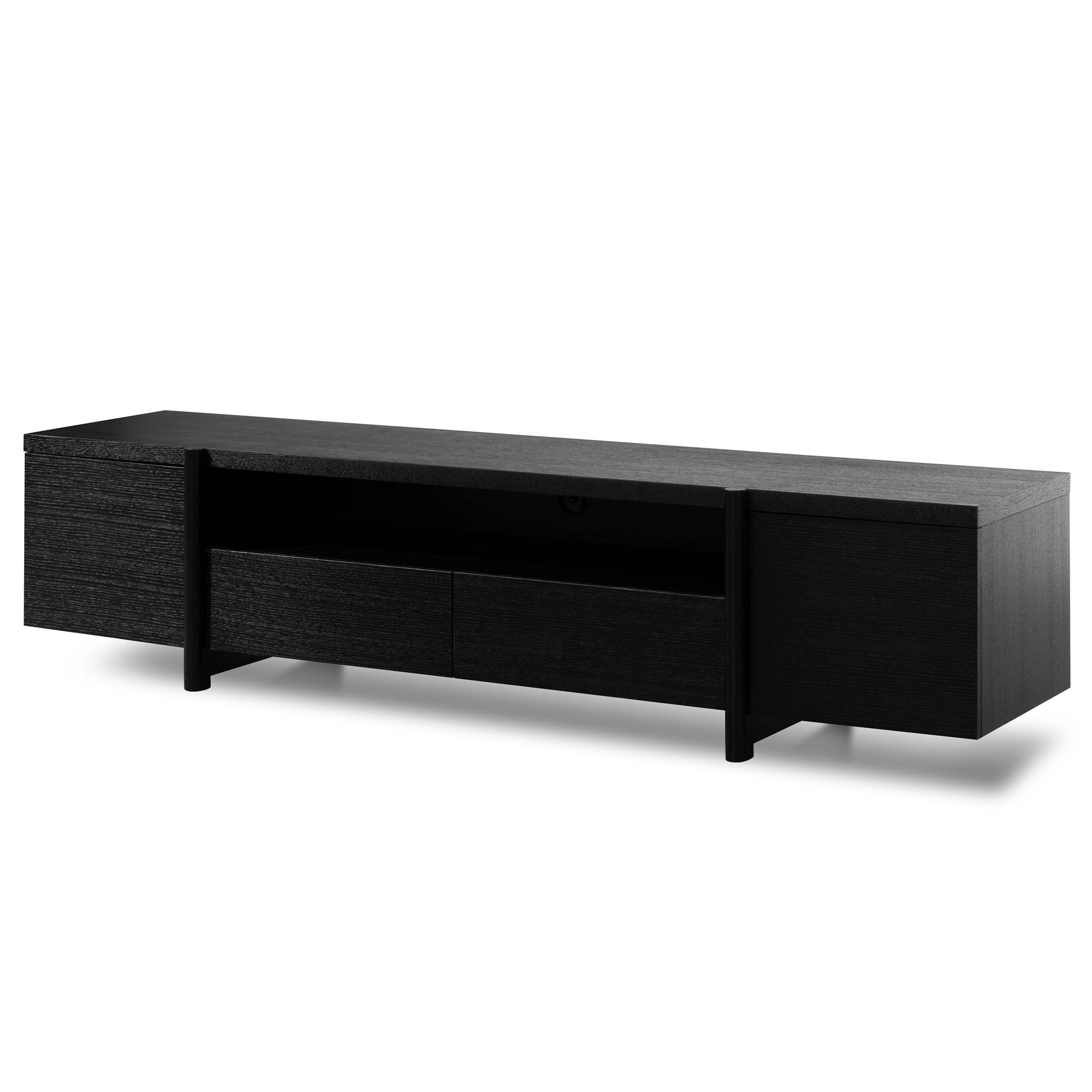New York Lowline 2.1m Wooden TV Entertainment Unit - Black Oak