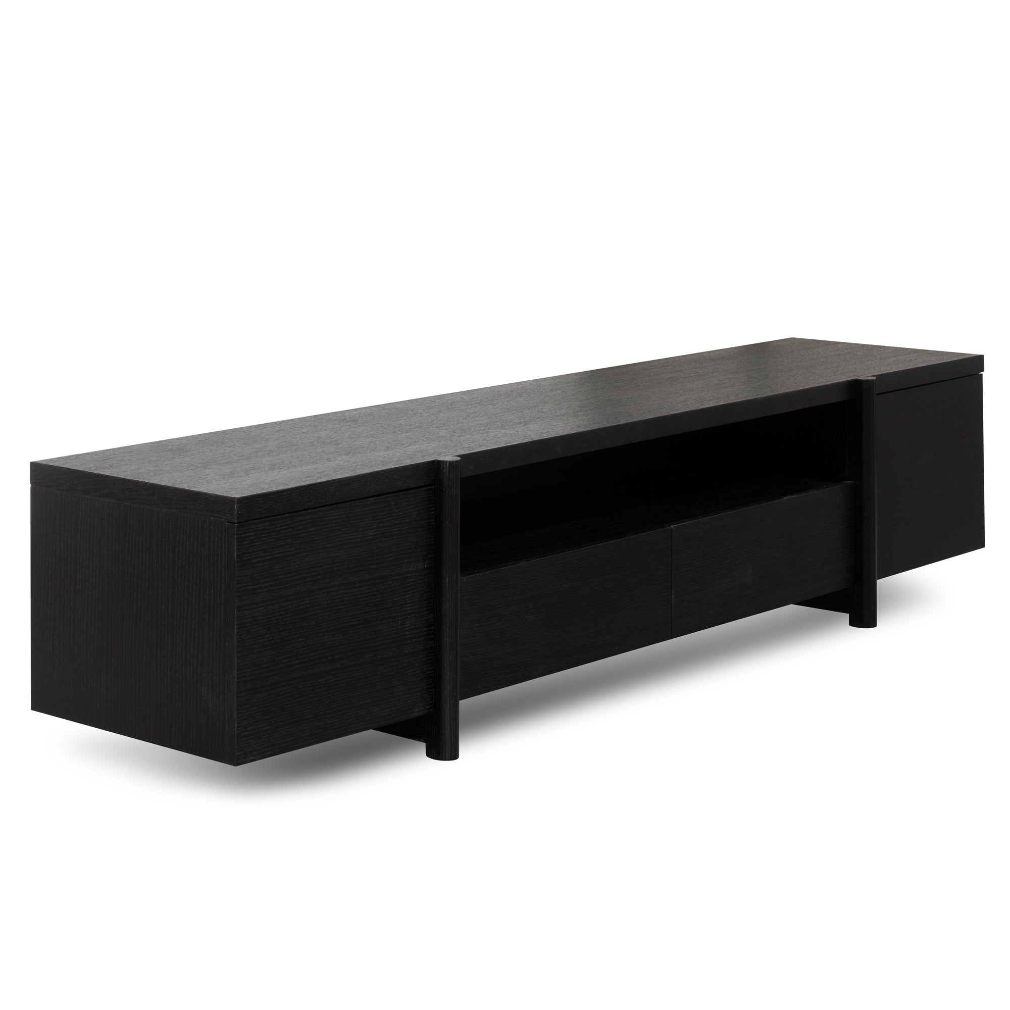 New York Lowline 2.1m Wooden TV Entertainment Unit - Black Oak