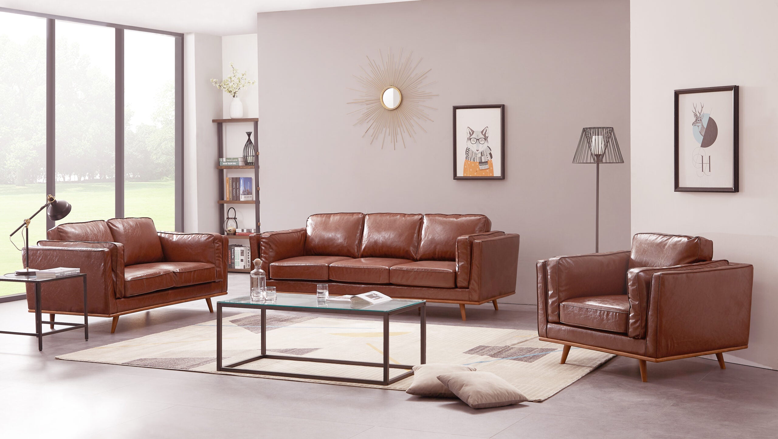 Ysabelle 3 Pieces Sofa (3+2+1 Seater) - Brown PU