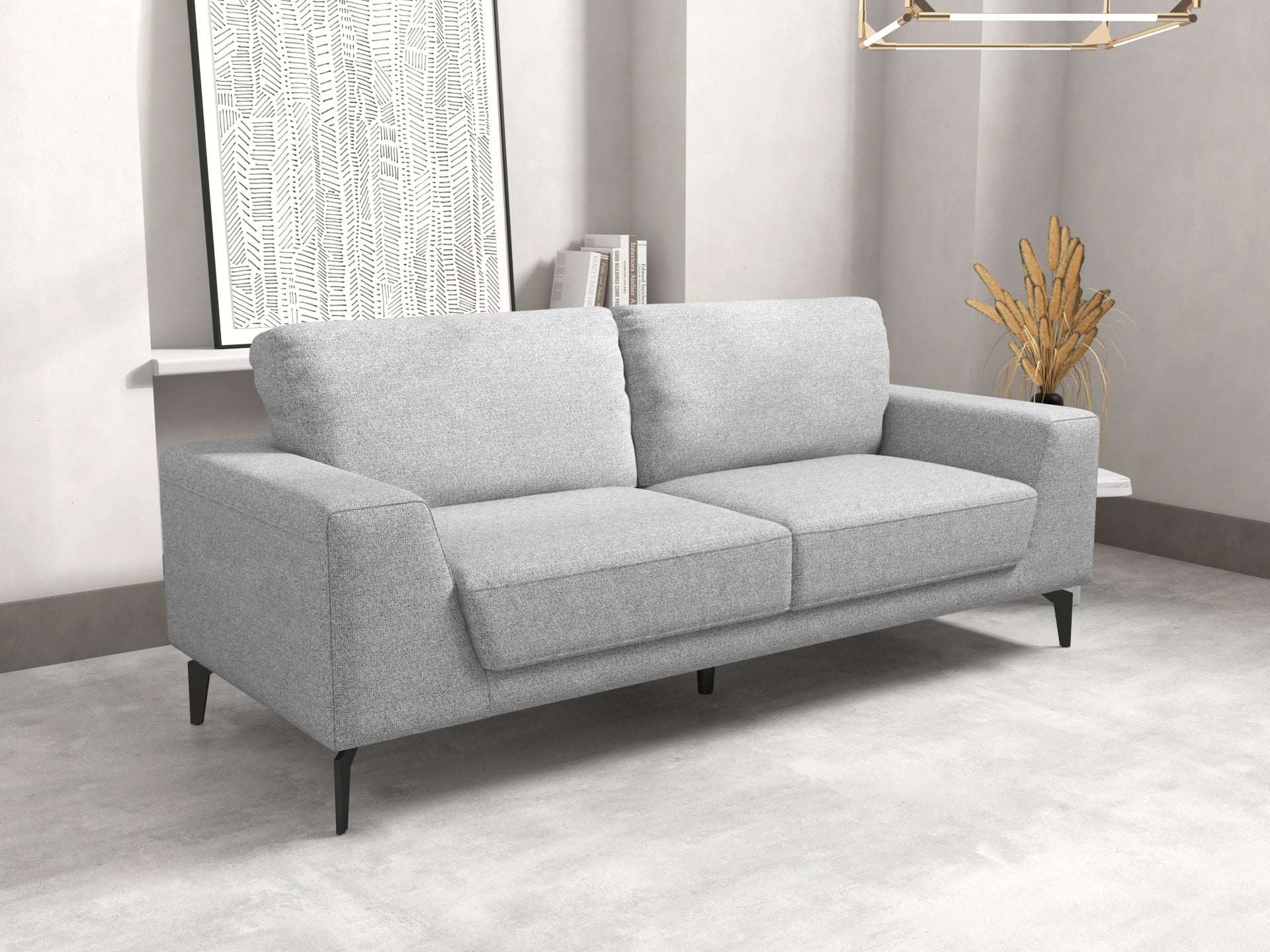 Hector Sofa Fabric 3 Seater Grey (New)
