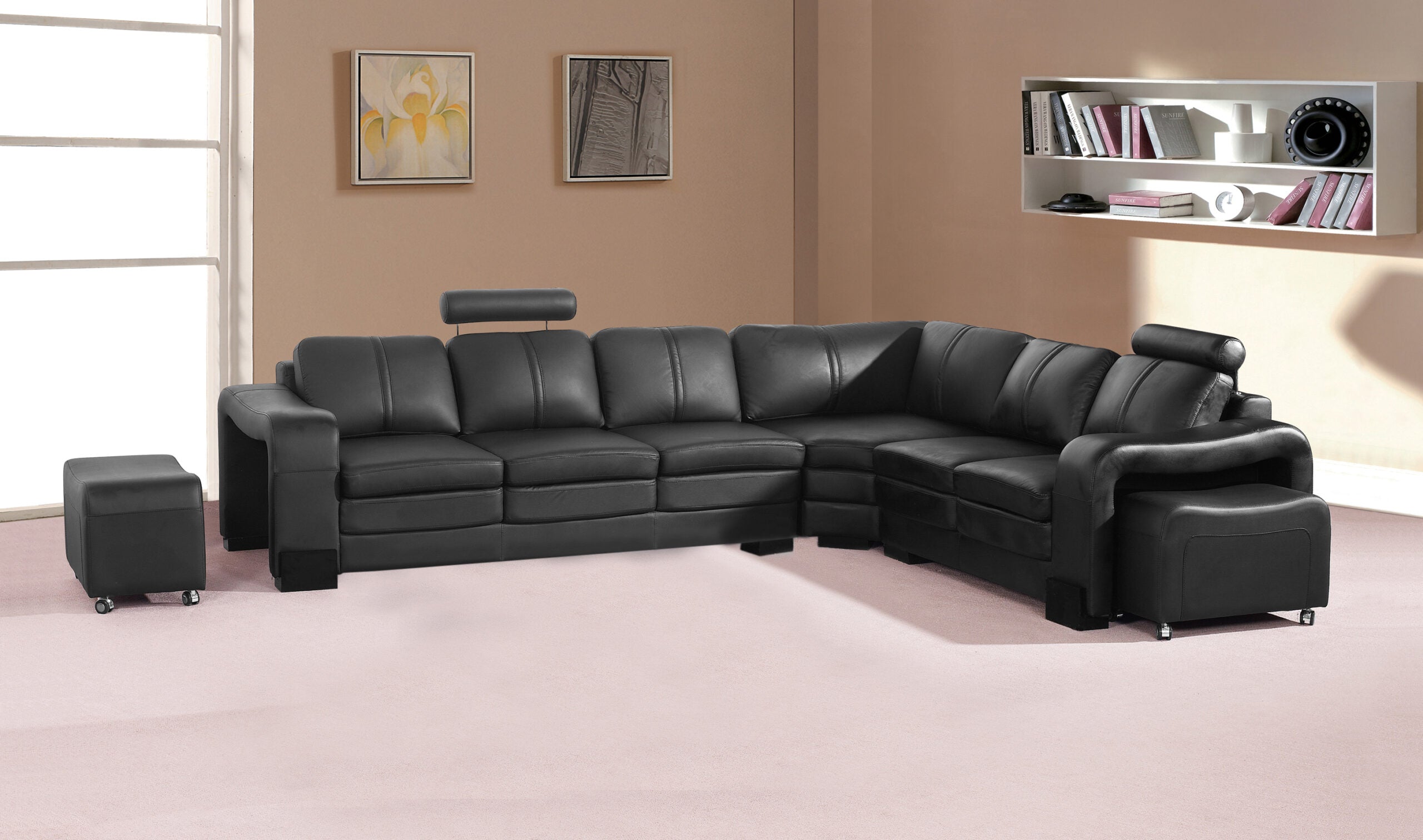 Masha 6 Seater Sofa - Black PU
