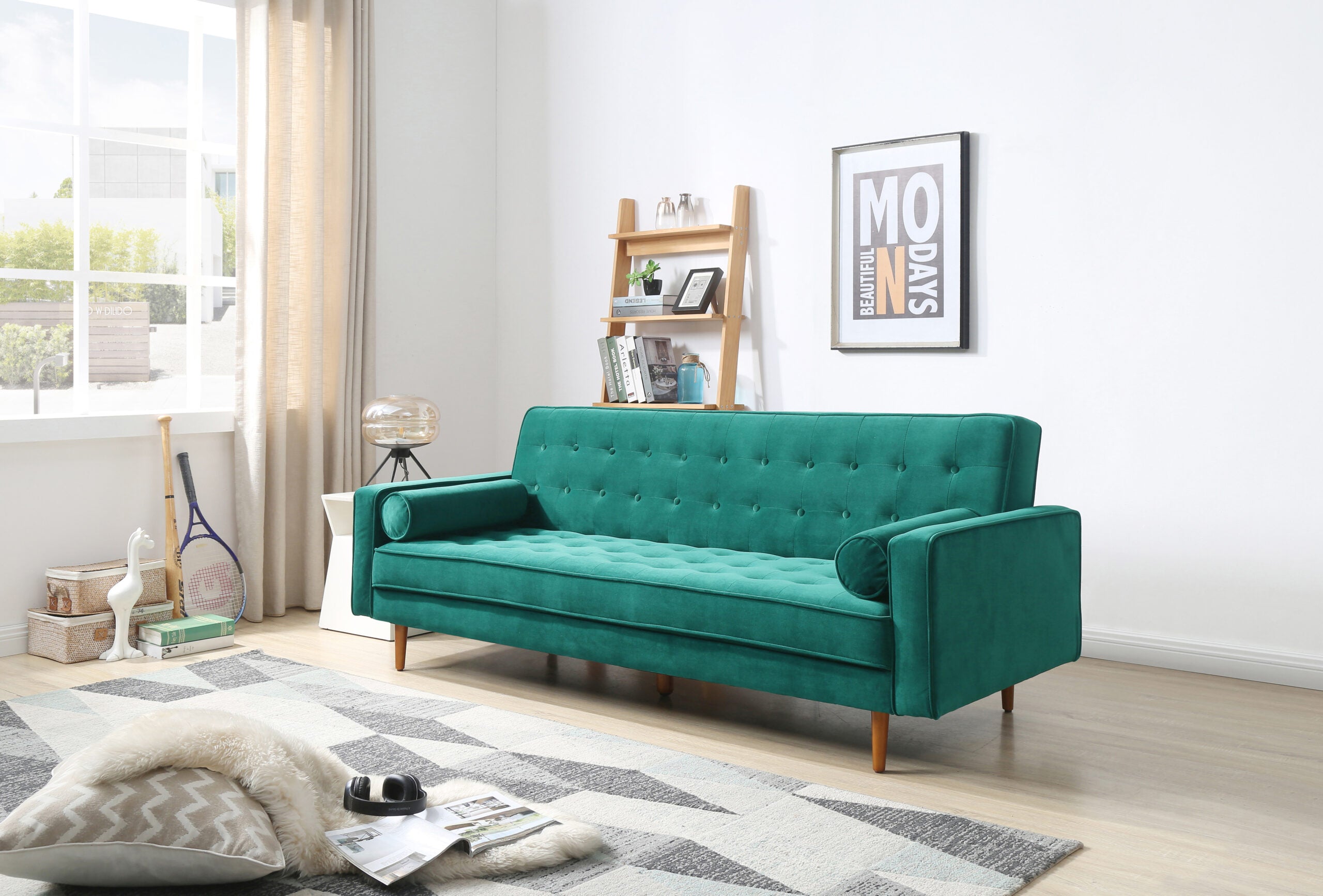 Myles Sofa Green Velvet Fabric