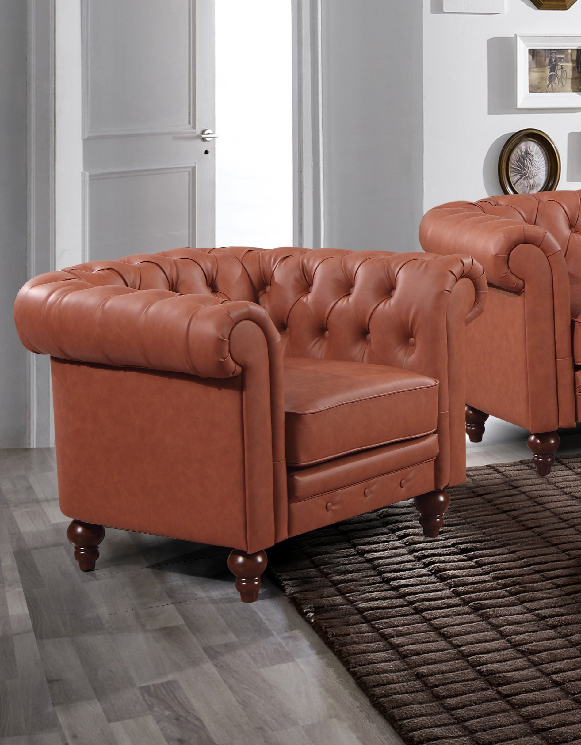 Miley Single Seater Leather Sofa - Brown