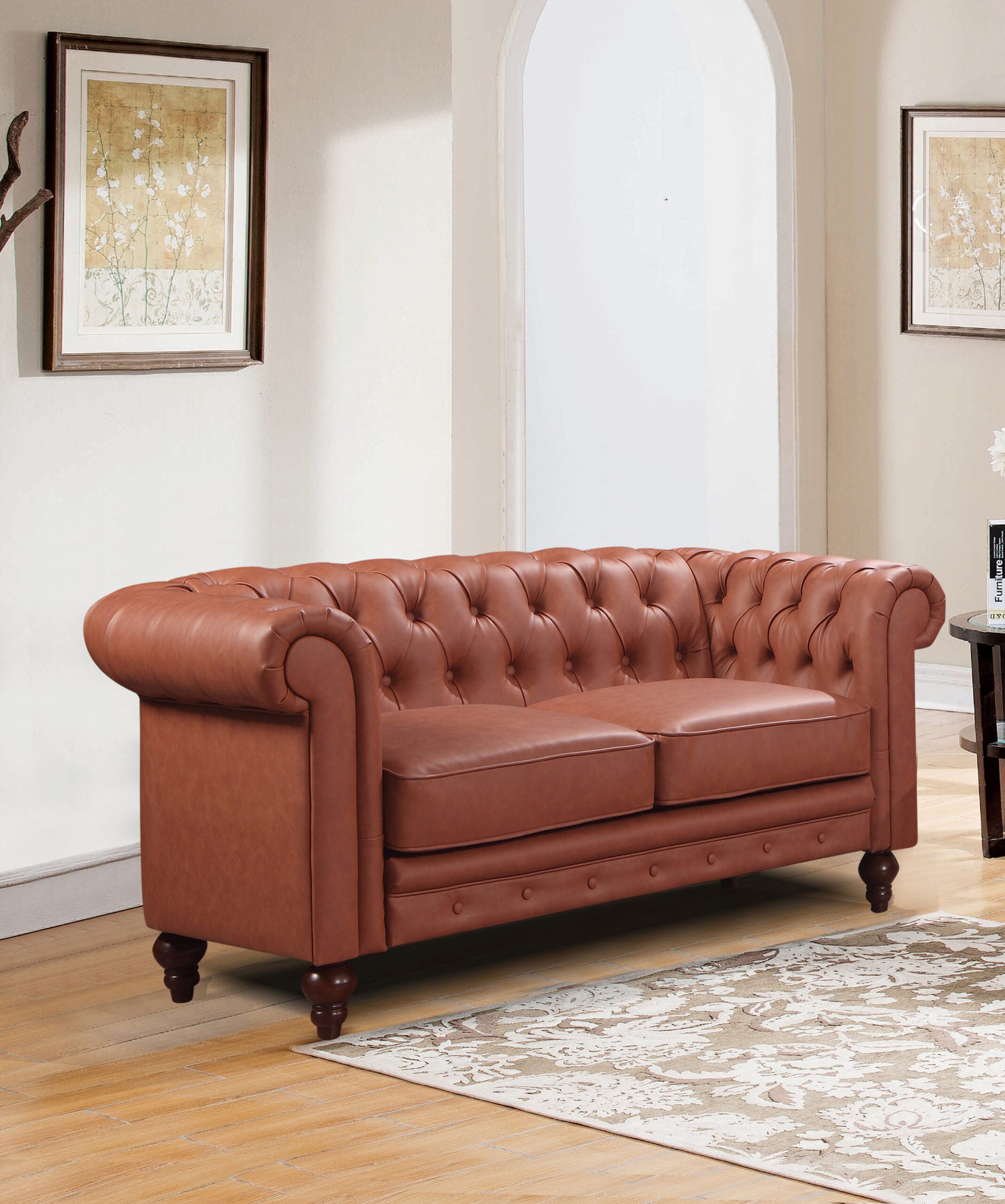 Miley Double Seater Leather Sofa - Brown