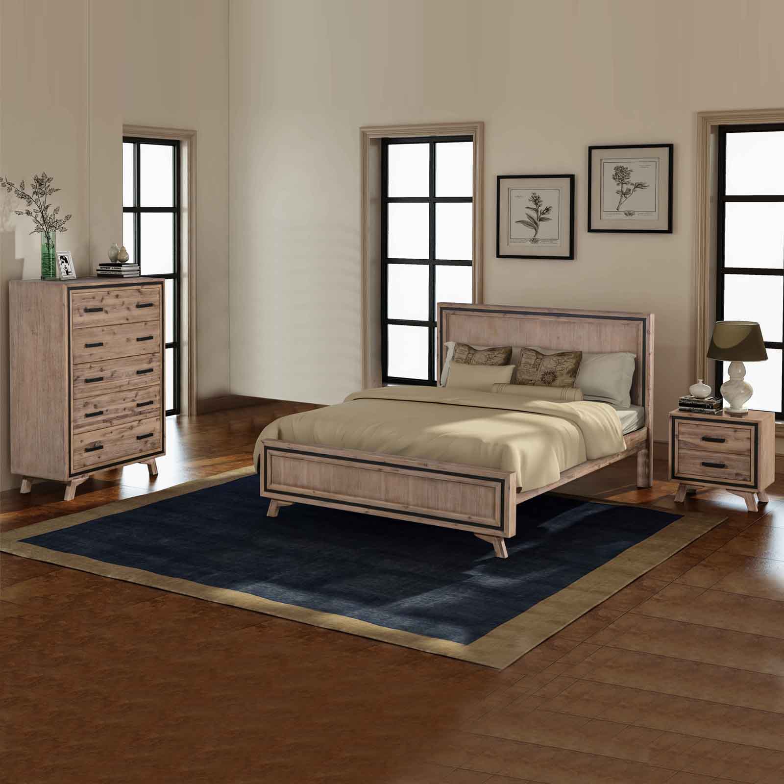 Shannon 4pcs Bedroom Suite with Dresser - Queen - Silver Brush